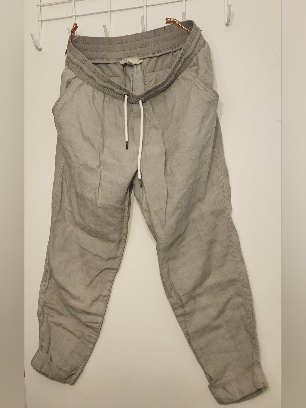Athleta Linen Tan Joggers, Size 6
